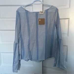 PPLA Lightweight striped blue and white women’s blouse size large